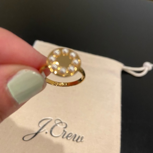 NWT preppy dainty minimalist J. Crew gold plated Pearl Dot Disc Ring size 6 - Picture 13 of 14